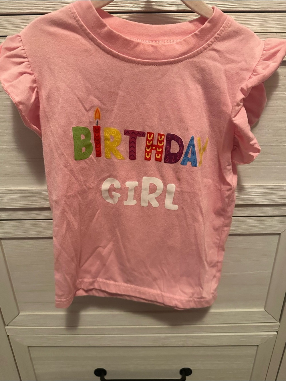 Birthday Girl Pink Ruffle Sleeve Tee